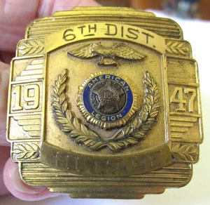 Boucle de ceinture laiton vintage 2947 American Legion U.S. 6th District Hi Game - Photo 1 sur 5