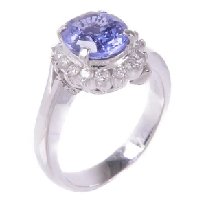 Anillo de diamantes espinela azul JOYERÍA PT850 platino EE. UU. #5,25 - Imagen 1 de 8
