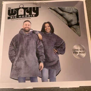 Sudadera con capucha The Wayy unisex grande forrada de felpa de gran tamaño color gris - Imagen 1 de 6