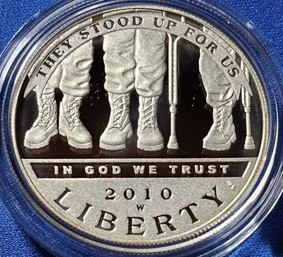 2010 American Veterans Disabled for Life 90% Silver Dollar Proof Coin, Box & COA - Image 1 of 4