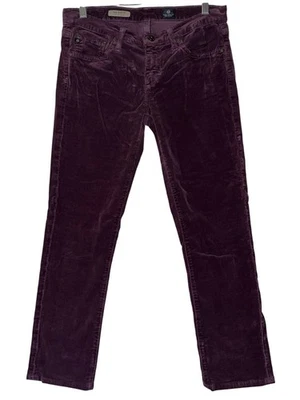 AG Adriano Goldschmied The Stevie 修身直筒灯芯绒裤子 27R 紫色 — 第 1/4 张图片