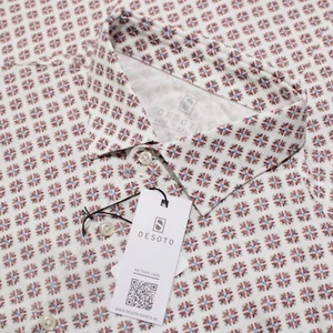 Desoto NWT Casual Button Down Short Sleeve Shirt Size L US In Red & White Cotton - Picture 1 of 11