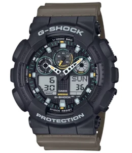 Casio G-Shock Ana/Digi Black/Olive Green Men’s Watch GA100TU-1A3 / GA-100TU-1A3 - Picture 1 of 3