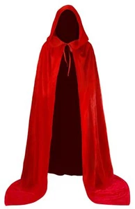 Black Witch Velvet Cloak Halloween Hooded Cape Queen King Robe Outfit Renaiss... - Picture 1 of 6