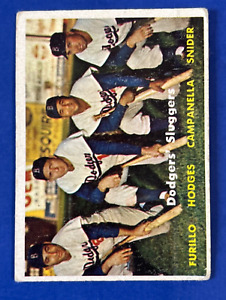 1957 Topps Dodgers Sluggers Baseball Card #400 Roy Campanella Snider Hodges G/VG