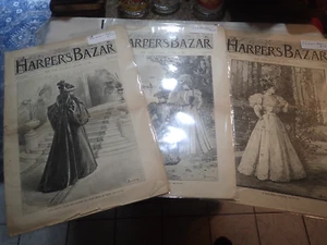Lot Of 3 Antique Harper’s Bazar Magazines 1896 Ladies Fashion - Picture 1 of 11