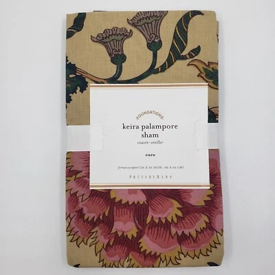 Pottery Barn Keira Palampore Euro Almohada Falsa 26x26" Floral Mezcla de Lino NUEVO Foto 1 de 4