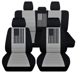 Front and Rear seat covers Fits 2011-2018 Dodge Ram 1500-3500 truck black silver - Picture 1 of 1
