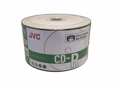 300 x JVC Professional Grade CD -R 52X - Full Hub White Inkjet Printable CDR - Image 1 of 4