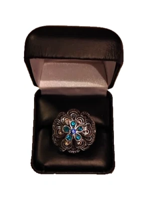 NOVO COM ETIQUETAS PEDRAS PRECIOSAS AZUIS TOM PRATA METAL TAMANHO ÚNICO - Imagem 1 de 3