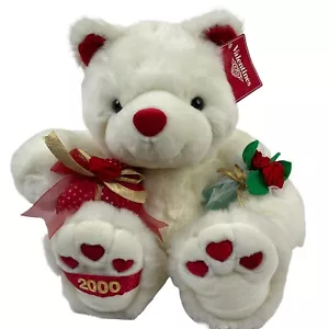 Vintage Peluche Bear 2000 Big Sweetheart orsacchiotto bianco scatola e bouquet - Foto 1 di 12