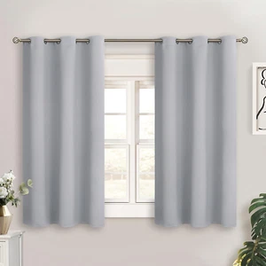 Light Grey Short Blackout Curtains for Small Windows, 38 X 45 Inch Thermal Insul - Picture 1 of 12