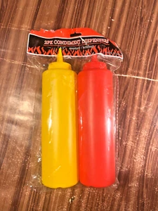 2PK 12oz Plastic Squeeze Bottle Condiment Dispenser Ketchup Mustard Kitchen - Picture 1 of 5