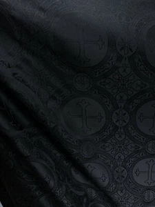SCHWARZES LITURGISCHES KREUZ BROKAT STOFF (55 Zoll) Verkauft vom Hof - Bild 1 von 8