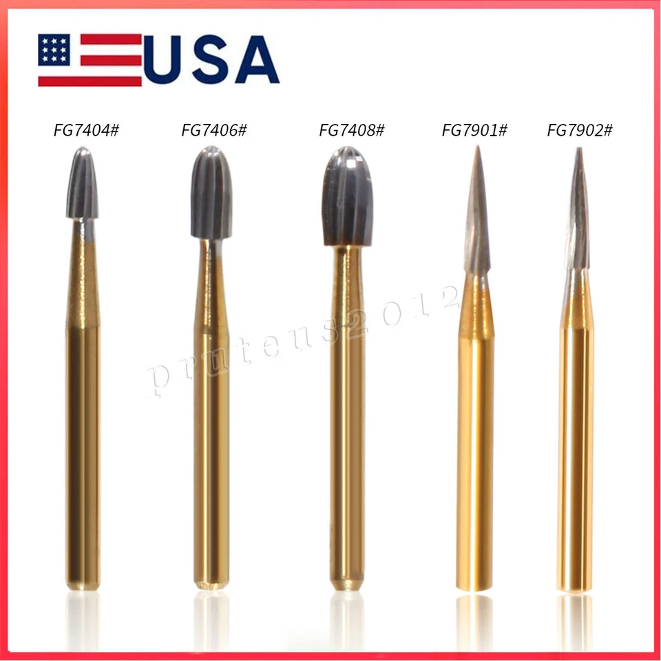 Fresas dentales de recorte y acabado fresas de oro fresas de carburo FG 7901 / 7902 / 7406 / 7408 Foto 1 de 1