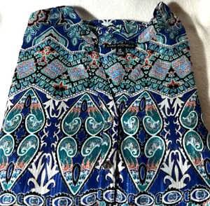 Sara Michelle ~ Damen Bluse ~ XL ~ Blau-Grün-Schwarz-Weiß-Rollriegelärmel - Bild 1 von 11