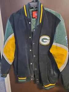 Giacca vintage Green Bay Packers NFL calcio pelle, Letterman Varsity uomo - Foto 1 di 14