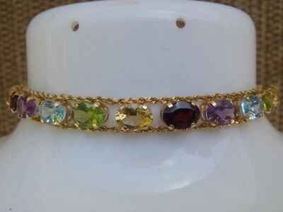 CID Clyde Duneier 10k yellow Gold Multi Gemstone Bracelet  8.74g - Image 1 of 4