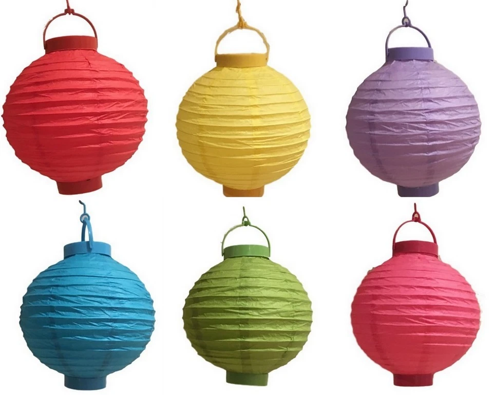 15x 20cm LED Paper Lanterns Round Hanging Lamp Battery Wedding Party Home Decor - image 1 of 1