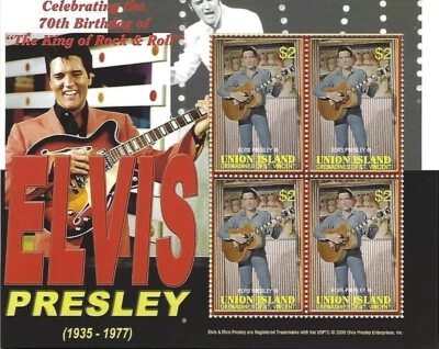 Elvis Presley $2 St Vincent & The Grenadines Souvenir Stamp Sheet 4 Stamps 2005 - Image 1 of 4
