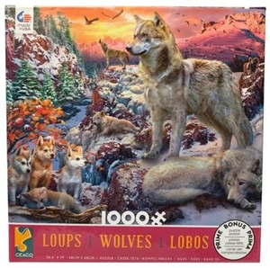 "Nuevo rompecabezas Ceaco Wolves Snowy Mountain Sunrise 1000 piezas 26,6"" x 19" - Imagen 1 de 1
