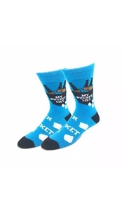 My Bucket List One Size Fits Most Blue Crew Socks Size 6-12 - Picture 1 of 4