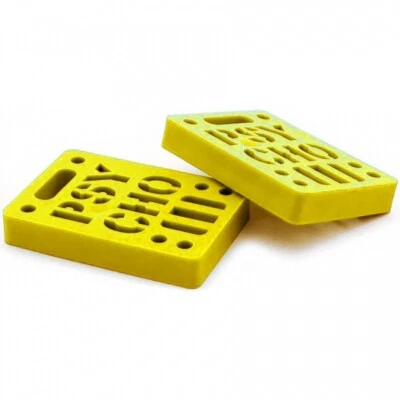 Vision Psycho Brand 1/2" STENCIL LOGO Dual Bolt Pattern Skateboard Risers YELLOW