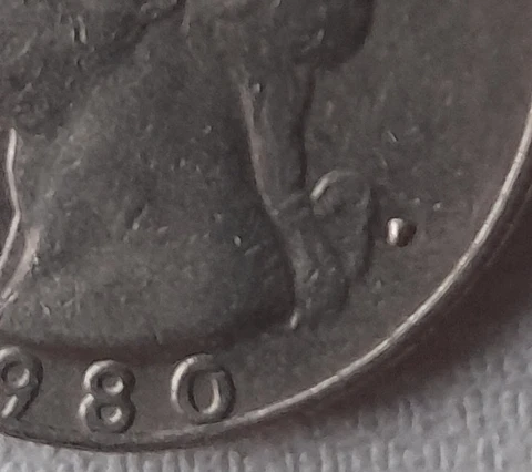 1980 P Washington Quarter - Rare P Mint Mark Filled Die Error Cover