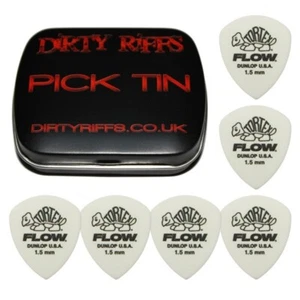 6 selecciones de guitarra Dunlop Tortex Flow estándar de 1,50 mm púas en una lata de púa - Imagen 1 de 1