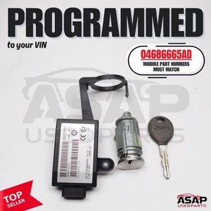 🐔 VIN PROGRAMMED PLUG & PLAY IGNITION SWITCH + IMMOBILIZER + KEY 04686665AD 🐔 - Picture 1 of 5