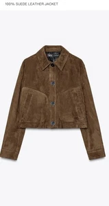 Zara Suede Jacket Dark Olive Size L New with Tags Never Worn Sold Out - Picture 1 of 4
