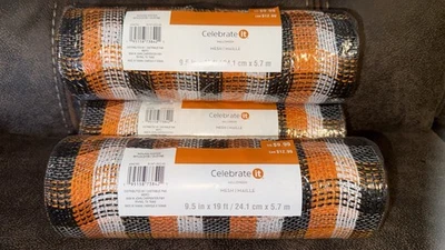 Lot of 3 NEW Rolls 9.5” X 19 Feet (Each) Deco Mesh for Wreaths Crafts Halloween - Image 1 of 3