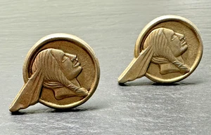 PONTIAC VINTAGE (RIVENDITORE?) GEMELLI CON CAPO PROFILO NATIVI AMERICANI M210 - Foto 1 di 13