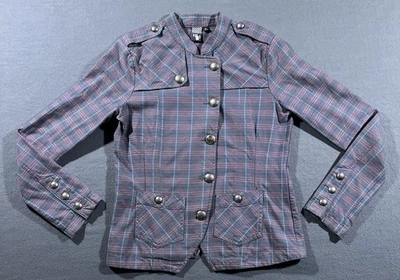 Volcom Jacket Woman’s Medium Purple Plaid Work Travel Metal Buttons Volcom Stone - Image 1 of 4