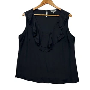 Suzanne Grae Top Size 14 Black Short Sleeve Ruffle - Bild 1 von 8