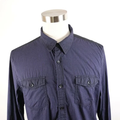 Camisa Guess Para Hombres Algodón Calce Regular Logan Abotonada Negra Azul Marino Rayas XL Foto 1 de 4