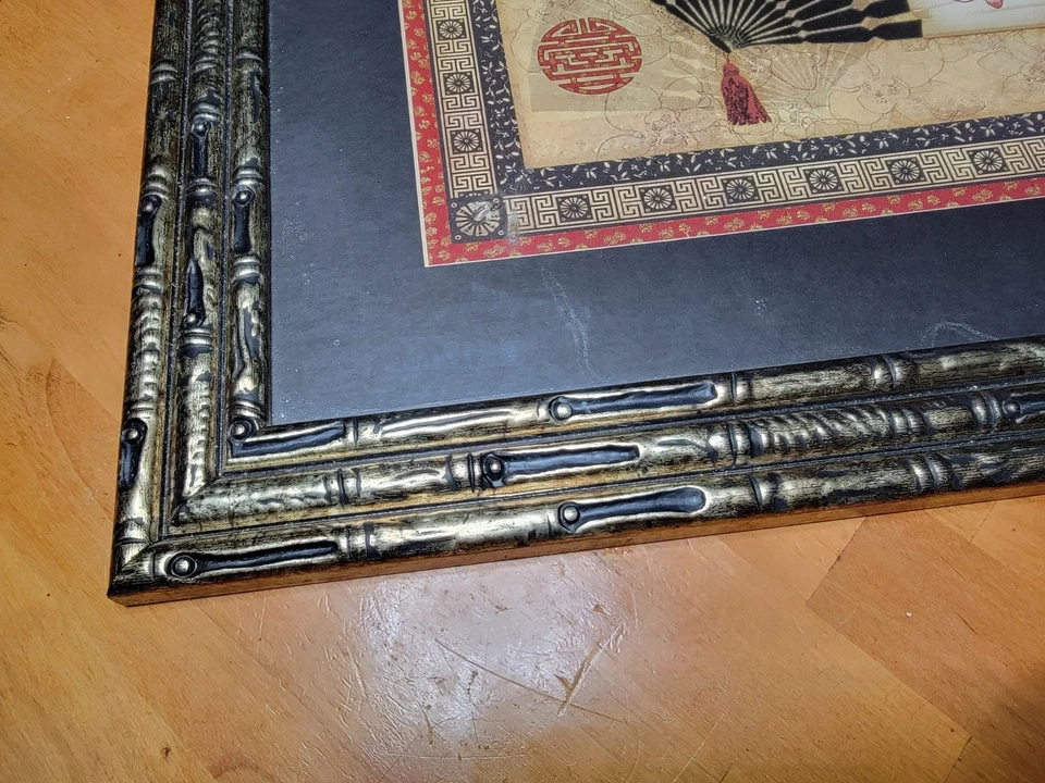 Juego de 2 marcos de fotos de bambú dorado revestimiento de vidrio 18,5" X 18,5" Est Y2K Foto 1 de 4