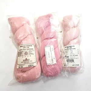 3 HKS VINTAGE DMC BRODER MEDICIS WOOL THREAD 623 YDS EA: LT CORAL, LT ROSE+ BM - Picture 1 of 1