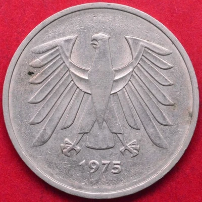 GERMANY 1975 MISSING MINTMARK STRIKE THROUGH ERROR 5 MARK - Image 1 of 4