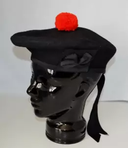 Maban de Escocia Lana Escocesa Tradicional Highlander Tam Sombrero Kilt Boina Negro - Imagen 1 de 9