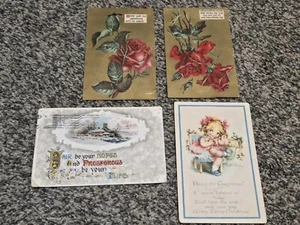 Lot of 4 Vintage Postcards   Dated 1911 And 1924 Victorian Style  - Picture 1 of 9