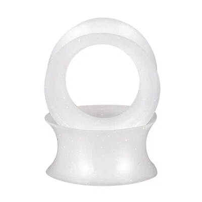 PIELES DE OREJA ULTRAFINAS TÚNELES-Oro Brillo Silicona Medidor de oreja-Tapones suaves para los oídos-PAR Foto 1 de 4