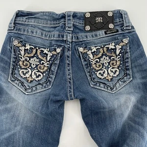 Miss Me Damen Capri Jeans mit Bündchen und Verzierung Regular Größe 25 Stretch JP5395P2 - Bild 1 von 7