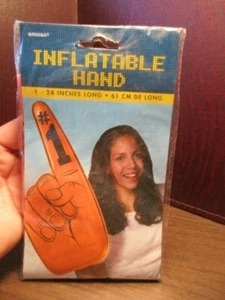 Plastic Inflatable Hand #1 - ORANGE - Factory Sealed - Football Baseball Soccer - Picture 1 of 2