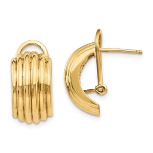 14k Polished Fancy Omega Back Post Earrings H577 - Picture 1 of 4