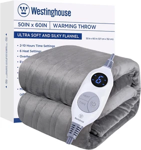 Electric Blanket Heated Throw, Super Cozy Soft Flannel 50" X 60" Heated Throw wi - Picture 1 of 8
