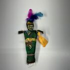 Vintage voodoo lalka z zieloną kwiatową sukienką z metkami