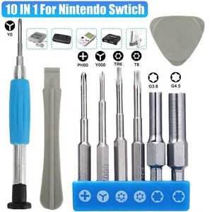 For Nintendo Switch SNES N64 NES Wii Triwing Screwdriver Repair Tool Kit 10 in 1 - Picture 1 of 12