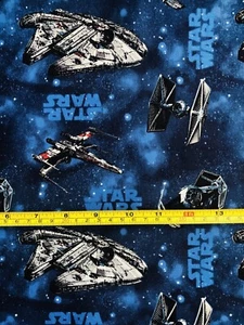 Fat Quarter 18”x21” Star Wars Millennium Falcon Blue Space 100% Cotton Fabric - Picture 1 of 2