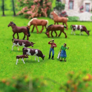 36pcs Model Railway HO Scale 1:87 Painted Farm Animals Cows Horses Figures - Picture 1 of 7